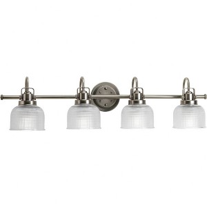 Progress Lighting Archie Collection 4-Light Wall Light in Antique Nickel with Prismatic Glass Shade - 1 of 4