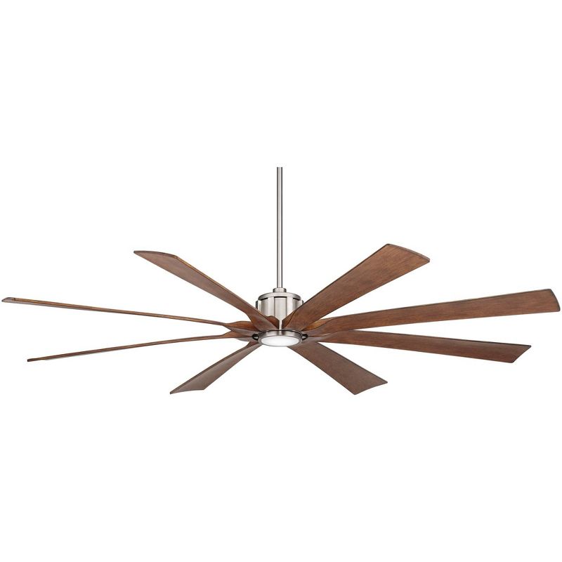 80" Possini Euro Design Defender Modern Indoor Outdoor Ceiling Fan with Dimmable LED Light Remote Brushed Nickel Koa Damp Rated for Patio Exterior, 1 of 10