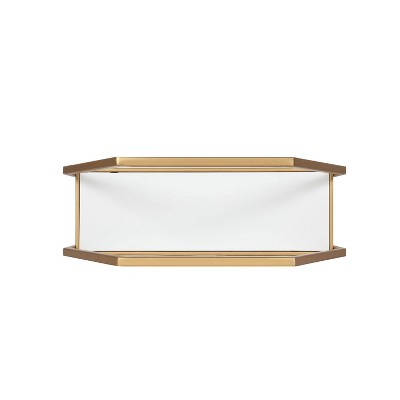 Adela White and Gold Geometric Floating Wall Shelf