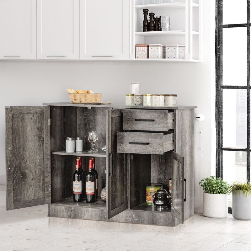 Costway Buffet Storage Cabinet Console Table Kitchen Sideboard Drawer Grey, 4 of 11