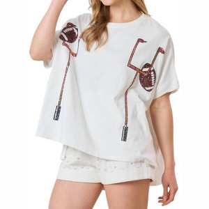 Women's Football Goal Post Short Sleeve Top - FANTASTIC FAWN - 1 of 3