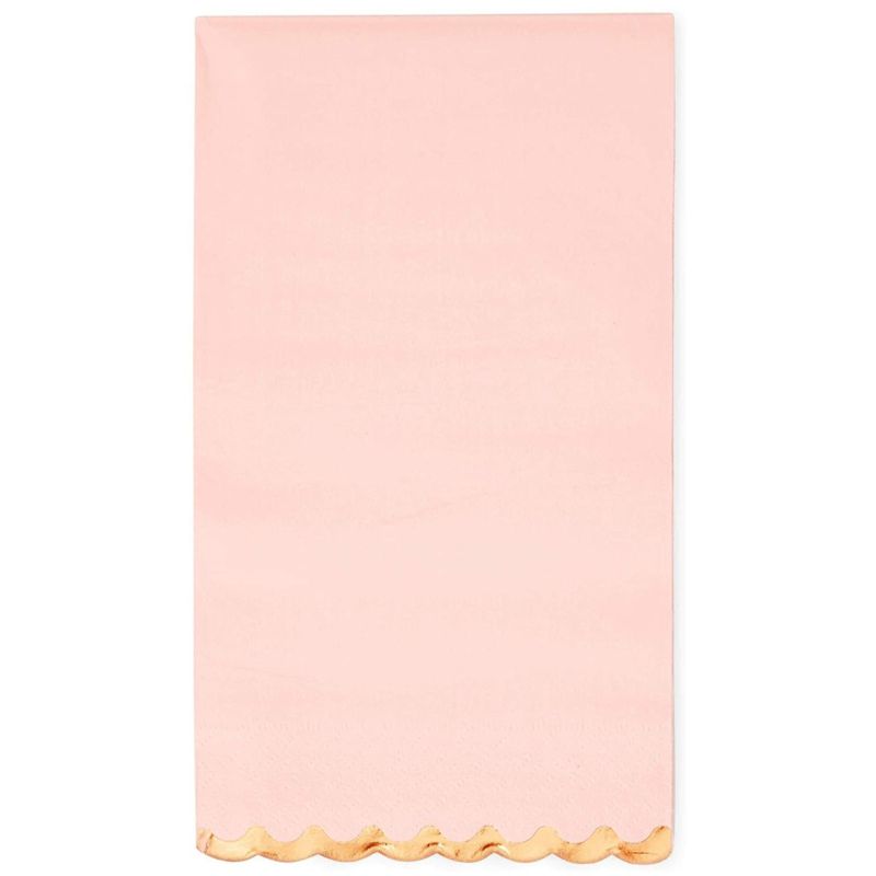 Sparkle and Bash 50 Pack Pink Paper Dinner Napkins with Gold Foil Scalloped Edges for Birthday Party, Wedding, 3-Ply, 4 x 8 In, 4 of 7