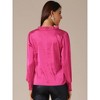INSPIRE CHIC Women's Satin Puff Long Sleeve Mock Neck Tie Front Casual Business Work Shirts - 4 of 4