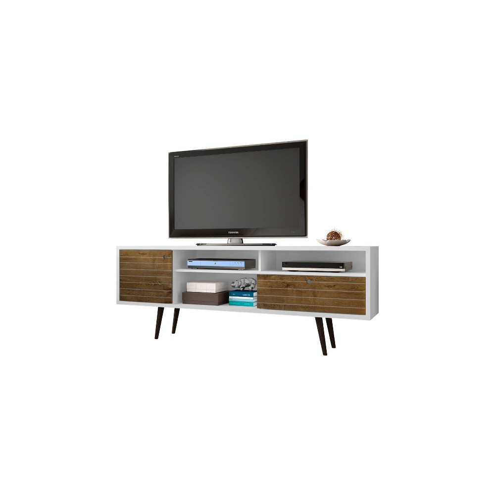Photos - Mount/Stand Liberty 3 Shelf and 1 Drawer TV Stand for TVs up to 65" White/Rustic Brown