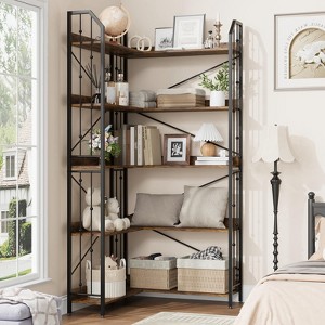 GustoWave 5-Tier Corner Bookshelf 72" Tall L-Shaped Bookcase Storage Shelf with Metal Frame - 1 of 4