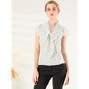 INSPIRE CHIC Women's Polka Dots Tie V Neck Flutter Cap Sleeve Blouse - 4 of 4