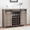 47-Inch White Wine Bar Cabinet with Sliding Barn Door, Sideboard with 16-Bottle Storage - 2 of 4