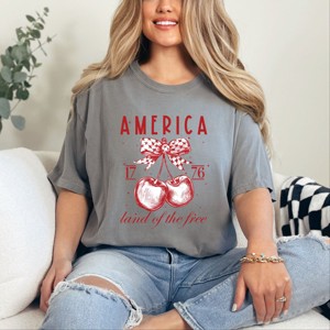 Simply Sage Market Land Of The Free Cherries Garment Dyed Tee - 1 of 4