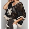 Women's Open Knit Daisy Crochet Sweater - POL - 2 of 4