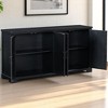 Wooden Sideboard with Pine Doors and Legs, 4 Metal Handles, 4-Door Buffet Cabinet for Entryway, Living Room, Kitchen, Sturdy MDF Construction - 4 of 4