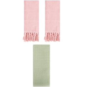 REGALWOVEN 3 Packs Cotton Soft Absorbent Tassels and Waffle Decorative Hand Towel - 1 of 4