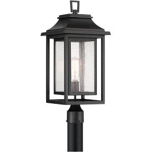 John Timberland Cecile 23 1/4" High Mission Outdoor Post Mount Light Fixture Pole Porch House Box Lantern Weatherproof Black Clear Seeded Glass Shade - 1 of 4