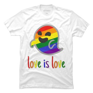 Adult Design By Humans Happy Ghost Love is Love Pride By T-Shirt - 1 of 2