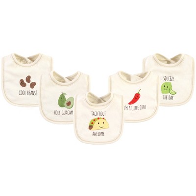  Touched by Nature Baby Organic Cotton Bibs 5pk, Taco, One Size 