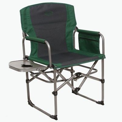 Kamp-Rite KAMPCC413 Compact Director's Chair Outdoor Furniture Camping Folding Sports Chair with Side Table and Cup Holder, Green/Gray