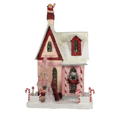 Christmas 14.0" Candy Cane Cottage Village Light Up Putz Retro  -  Decorative Figurines