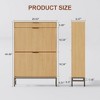 Fluted Shoe Storage Cabinet, Narrow Shoe Organizer with 2 Flip Drawers - 2 of 4