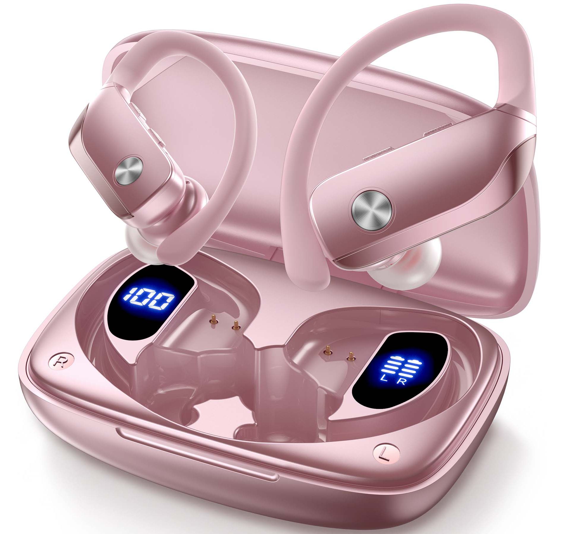 VEAT00L Wireless Earbuds Bluetooth 6.0 Sport 150Hrs Earhook 6 ENC Mic IP68 Waterproof Workout Running