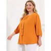 Agnes Orinda Women's Plus Size Stylish Tie Neck 3/4 Ruffle Sleeves Work Office Blouses - 2 of 4