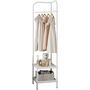 Modern Corner Coat Rack, Space-Saving Metal Clothes Organizer, Freestanding Hall Tree with Shelves for Entryway/Bedroom/Office - 1 of 4