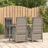 vidaXL 5-Piece Outdoor Dining Set - Gray PE Rattan Patio Furniture with Reclining Chairs, Dark Gray Cushions & Tempered Glass Table - 2 of 4