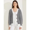Allegra K Women's Striped Open Front Button Down V Neck Sweater Cardigans - 2 of 4