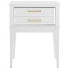 MUSEHOMEINC Mid Century Modern Living Room and Bedroom 2 Drawer Solid Wood Nightstand End Table with Gold Handles and Tall Legs, White - 2 of 4