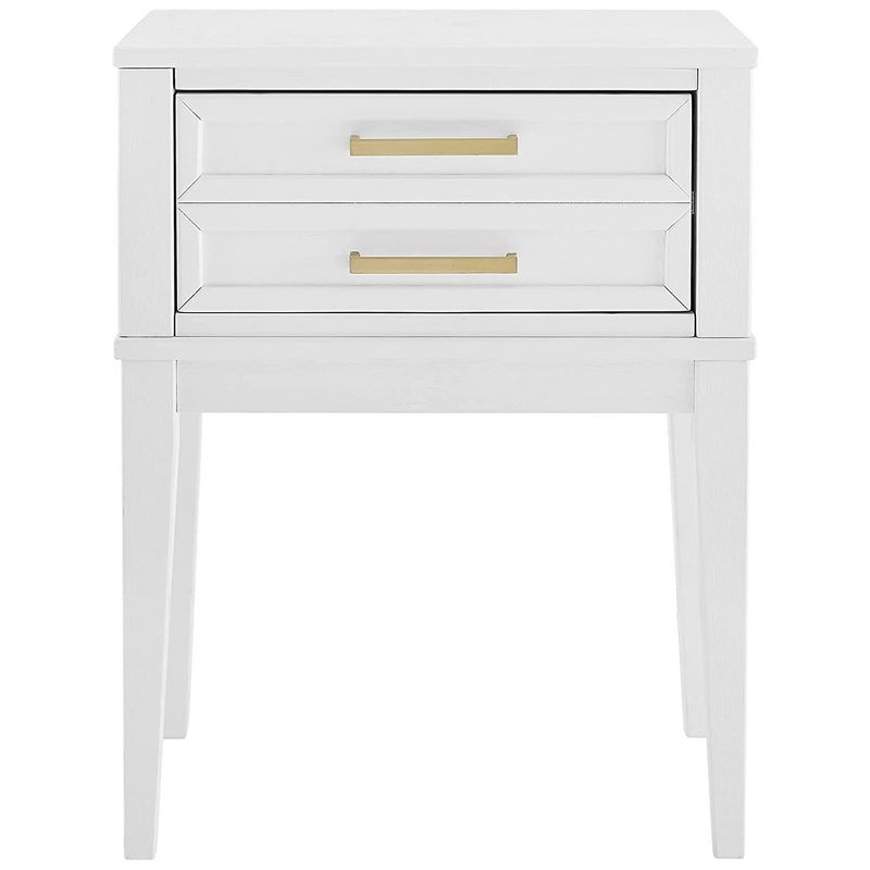 MUSEHOMEINC Mid Century Modern Living Room and Bedroom 2 Drawer Solid Wood Nightstand End Table with Gold Handles and Tall Legs, White, 2 of 7