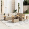 vidaXL 7 Piece Patio Sofa Set with Cushions Beige and Cream Poly Rattan - 2 of 4