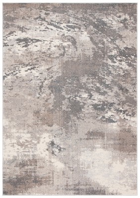 Beige and Grey Abstract 3' x 5' Synthetic Area Rug