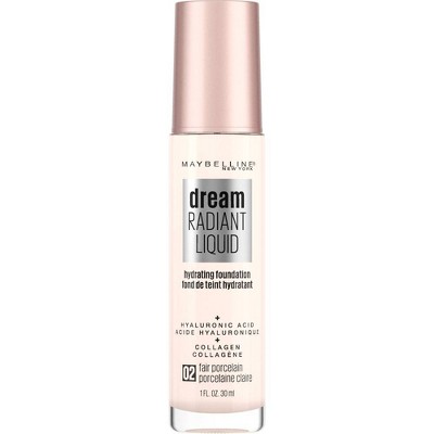 Photo 1 of  2 pcs Maybelline Dream Radiant Liquid Foundation with Hyaluronic Acid + Collagen - 02 Fair Porcelain - 1 fl oz