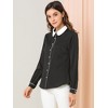 Allegra K Women's Vintage Button Down Contrast Peter Pan Collar Office Work Blouse - 4 of 4