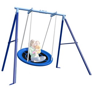 Etokfoks 50 Inch Saucer Swing Set for Kids and Adults 600 lb Capacity Heavy Duty Metal Frame Outdoor Indoor Play Easy No Tool Assembly 1 Piece - 1 of 4
