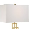 360 Lighting Gale Modern Mid Century Table Lamps Set of 2 with Black Marble Risers 26" High Brushed Gold Grid White Shade for Bedroom Living Room Home - 2 of 4
