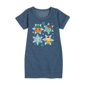 - Pokémon - Poké Flakes Graphic Short Sleeve Fleece Dress - 1 of 4