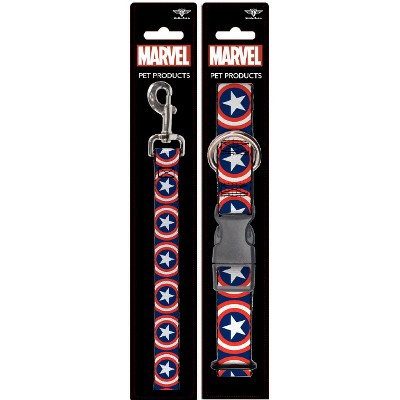 Captain America - Buckle-Down Dog Leash & Collar Set - S