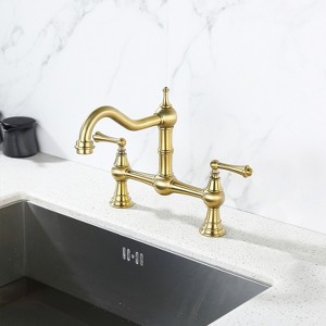 DOMETOUR Double Handle Widespread Kitchen Faucet with Traditional Handles - 1 of 4