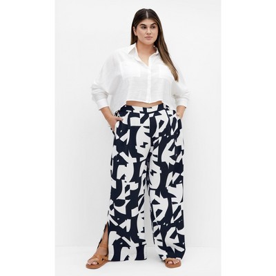 Women's Plus Size Enya Print Pant - ivory | CITY CHIC