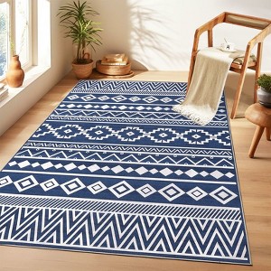 Washable Area Rug for Bedroom Kitchen Rug, Soft Grey Rug Non Slip Boho Geometric Indoor Floor Carpet for Home Office - 1 of 1
