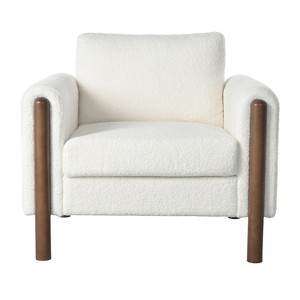 Oversized Accent Chair, Upholstered Living Room Chairs Single Sofa Chair with Walnut Legs, Curved handrail - 1 of 4