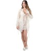 Memoi Women's Bell Sleeve Lace Robe with Eyelash Scalloped Hem - 2 of 4