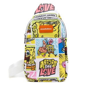 Nickelodeon Vegan Leather Crossbody Sling Bag, SpongeBob SquarePants and Friends Character Blocks, 7" x 14" - 1 of 4
