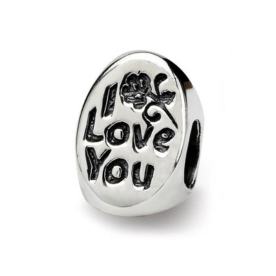 Black Bow Jewelry Sterling Silver I Love You Mom 3-Sided Bead Charm