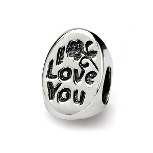 Black Bow Jewelry Sterling Silver I Love You Mom 3-Sided Bead Charm - 1 of 4