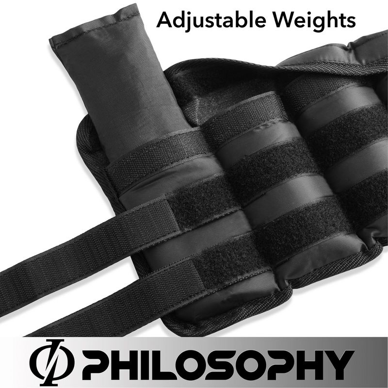 Philosophy Gym Adjustable Ankle Wrist Weights Pair, Arm Leg Weight Straps Set with Removable Weights, 4 of 6