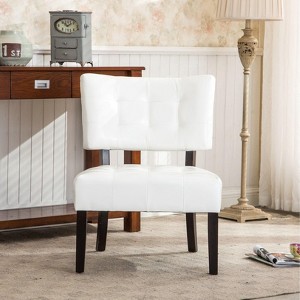 CAVINAS Premium Hybrid Leather Tufted Accent Chair,Modern Sitting Chair,Oversized Comfy Armchair with Wooden Legs for Living Room,Office - 1 of 4