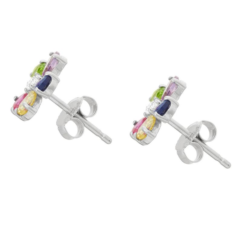 1.31 CT. T.W. Children&#39;s Multi Color Flower Cubic Zirconia Stud Earrings In Sterling Silver, 2 of 4