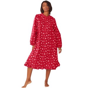 Only Necessities Cotton Flannel Print Short Gown - 1 of 4