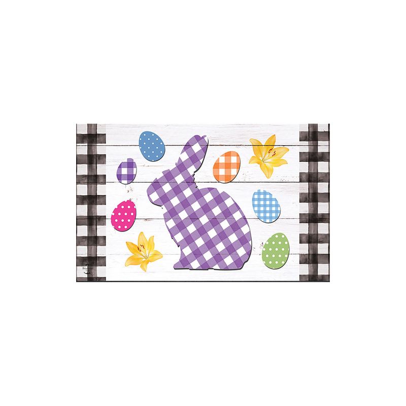 Checkered Spring Bunny Easter Doormat 30" x 18" Indoor Outdoor Briarwood Lane, 3 of 5