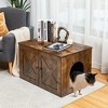 Costway Wooden Cat Litter Box Enclosure Hidden Cabinet Furniture w/ Divider Pet House - 4 of 4